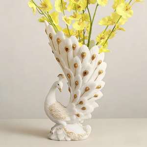 Jarrón Decorativo de Pavo Real, Estilo Europeo, Pintado a Mano, Adorno de Resina, Artesanía, Figuritas, Escultura de Animales - Product Image 4