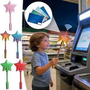 HLC Porte-cartes de paiement sans contact imprimé en 3D personnalisé, motif baguette magique étoile et fonction Tap to Pay, amusant pour enfants et adultes - Product Image 1