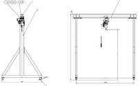 Palan électrique à hauteur réglable Type de levage mobile sans rail 1000kg 2 tonnes 5 tonnes 10 tonnes grue à portique portable