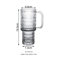 Bouteille de bière en verre grande capacité avec logo personnalisé, 745 ml, tasse transparente avec poignée, verre sans plomb