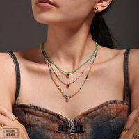 Collier Gaovo Dopamine en pierre naturelle œil de chat coloré, perles élégantes, chaîne de clavicule, bijoux de mode pour femmes