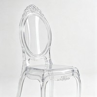 Chaise de salle à manger en acrylique transparent la plus vendue, chaise trône de palais pour mobilier d'événements hôteliers, banquets et mariages