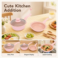 Ensemble de casseroles et poêles en aluminium miniatures de haute qualité pour le petit-déjeuner des bébés, avec revêtement céramique antiadhésif pour la cuisson