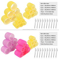 Ensemble de rouleaux à cheveux auto-agrippants avec logo personnalisé, bande auto-agrippante colorée, rouleaux auto-agrippants pour cheveux avec sac de rangement et pinces métalliques