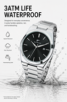 Jam Tangan Pria Mewah RICECGO Stainless Steel Quartz Sederhana Bisnis Dial Besar Timer Kalender Gerakan Quartz Jam Tangan Pria