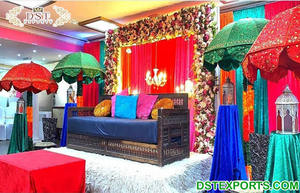 Mehndi-escenario de estilo marroquí con Canopies, decoración de escenario, hermoso Sangeet - Product Image 4