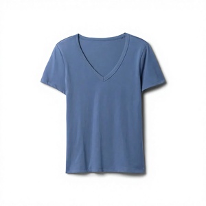 Camiseta de Cuello en V para Mujer, Transpirable, Ligera, de Jersey, Manga Corta, Ajustada, Impresión Personalizada, Fabricante OEM - Product Image 5
