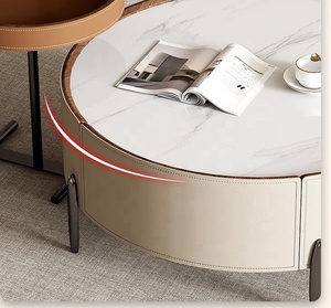 Nội Thất Gia Đình Hiện Đại phòng khách chesterfield <span class=keywords><strong>sofa</strong></span> bàn trà với ngăn kéo biệt thự Bàn cà phê tròn bên bàn - Product Image 6