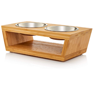 Tinggi Anjing dan Kucing Pet Feeder, Double Bowl Mengangkat Berdiri Dilengkapi dengan Tambahan Dua Stainless Steel Mangkuk untuk Anjing Kecil - Product Image 1