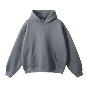 Dropshipping Sweat à capuche oversize personnalisé pour hommes broderie bouffante impression Logo 100% coton lourd sweats à capuche unisexe vierges pour hommes - Product Image 3