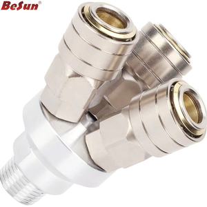 用于空气软管连接器的镀镍<span class=keywords><strong>3</strong></span>路快速接头G1/<span class=keywords><strong>2</strong></span>螺纹C型ssmy快速接头自锁快速接头 - Product Image 3