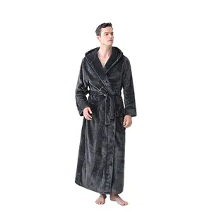 Sunhome China Factory Supply Plush Robes for Men Long Flannel Fleece Bathrobe Men's Pajamas