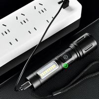 Lampe de poche tactique LED portable 1000 lumens COB étanche rechargeable par USB en alliage d'aluminium IP65 faisceau réglable 300-400M