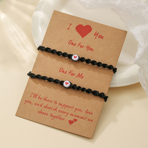 Hand Woven Heart Shaped Adjustable <b>Couple</b> <b>Bracelet</b> Set For Women Gift Unisex Jewelry Yiwu Origin D2189 1 - Product Image 4