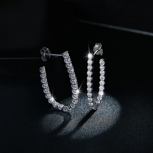 Pendientes de Plata Pura con Moissanita SVVS y Piedra de Silicio - Product Image 3