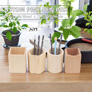 กล่องใส่ปากกาไม้สนและที่วางปากกา เป็นมิตรกับสิ่งแวดล้อม ขัดเงา พิมพ์โลโก้ได้ ของขวัญสำเร็จการศึกษาสุดสร้างสรรค์ ใช้งานได้จริง - Product Image 2