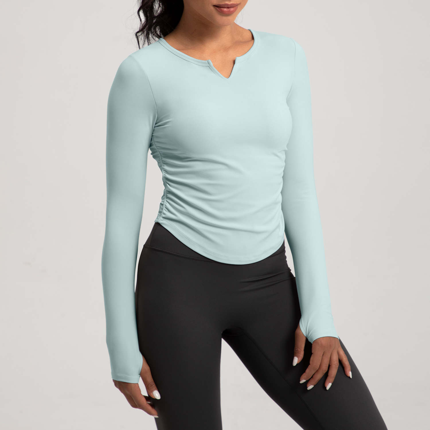 New Style Yoga Padded Tops Fold Pleated Design Yoga Wrap Top Fitness with Built in Bra