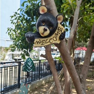 Campanas de viento con diseño de oso negro, adornos de bienvenida, decoraciones para jardín y patio exterior, colgantes de animales, decoración para balcón - Product Image 2