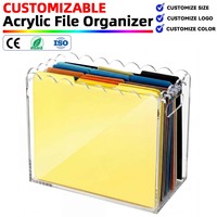 Organisateur de fichiers en acrylique festonné personnalisé, portable, léger, décoratif, avec poignées, pour suspendre et ranger les documents