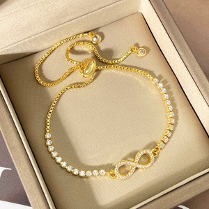 Pulsera de tenis ajustable con símbolo de infinito chapada en oro de 18k, diseño personalizado para mujer - Product Image 4