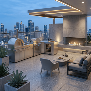 Cocina Exterior de Acero Inoxidable OEM sin Formaldehído, Fácil de Limpiar e Higiénica, con Parrilla para Barbacoa - Product Image 2