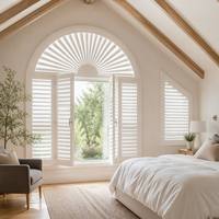 Persianas de Madera de Paulownia para Ventanas Arqueadas, Persianas con Forma de Arco Personalizadas para Decoración de Interiores de Hogar, Dormitorio y Sala de Estar