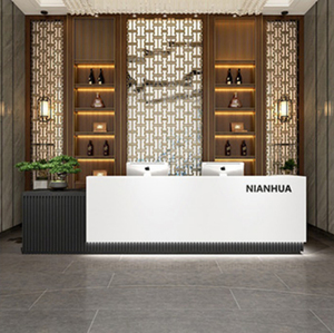 Source Factory Curved Art Fiberglass Reception Desk Luxury Front Desk for Mall Club Lobby Area - Product Image 3