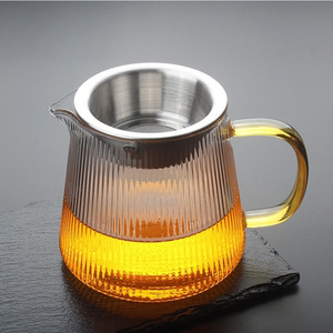 Transparent Glass Vertical Striped Fairness <b>Cup</b> Thickened Kung Fu <b>Tea</b> <b>Set</b> With Filter Afternoon <b>Tea</b> Use - Product Image 4