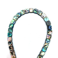 Perles carrées en nacre naturelle 8 mm, perles en nacre Paua irisées pour la fabrication de bijoux, brin complet