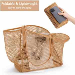 Hot Sale Fashion Summer <b>Beach</b> Mesh Tote <b>Bag</b> <b>Women's</b> Shoulder Handbags Large Foldable Vacation <b>Bags</b> Straw <b>Bag</b> for <b>Women</b> - Product Image 4