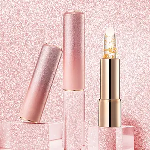 Lipstik kemasan stik concealer, mewah bulat menekan merah muda emas gradien titik kilat lipstik tabung lip balm wadah kemasan stik concealer