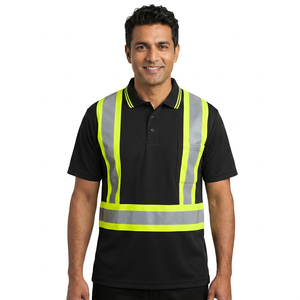 เสื้อยืดโปโลแขนยาวสะท้อนแสงสำหรับผู้ชาย เสื้อผ้าทำงานก่อสร้าง - Product Image 1