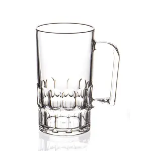 Unbreakable 350ml 800ml PS Beer Mug Cheap Wine Glasses Cup Printing Beer Mug Beer Stein with Handle