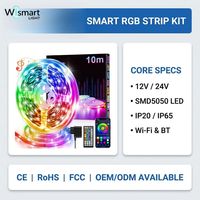Kit de bande lumineuse LED RGB intelligente SMD5050 avec contrôle par application, synchronisation musicale, 12V 24V IP20 IP65, ruban à changement de couleur, étanche