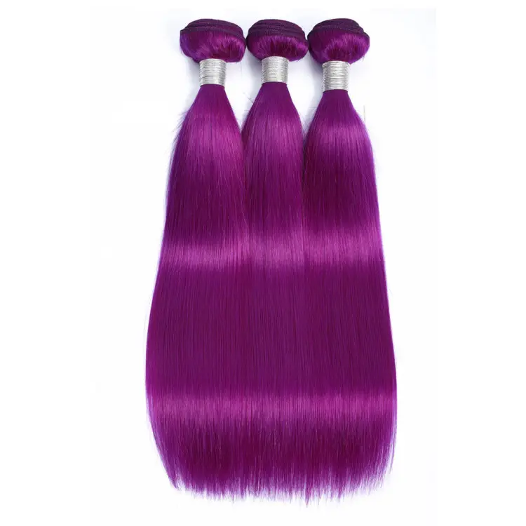 Indian Hair Bundles purple red colour 4*4 /Remy Straight Ombre Human Hair with Lace Closure Salon One Pack