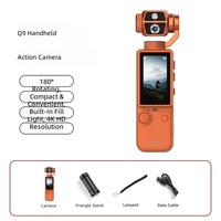Caméra de vlog de poche Q9 4K Ultra HD 180 °   Caméra vidéo portable avec objectif rotatif et lumière d'appoint pour la prise de vue en extérieur et les voyages
