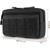 Pochette tactique Molle Admin, pochette utilitaire découpée au laser, pochette horizontale modulaire, comprend un patch drapeau américain et un porte-clés