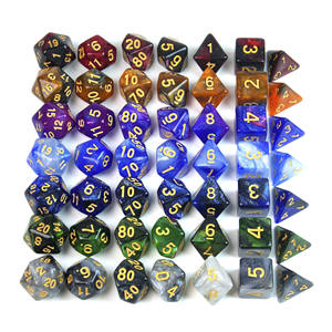 7-teiliges Sternenhimmel-Würfelset Schwarzes Glitzer-Polyeder-Würfelset - Product Image 2