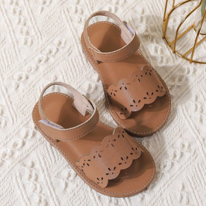 Sandalias de suela blanda con punta abierta para niños; Sandalias de princesa huecas, modernas y retro para niñas - Product Image 3