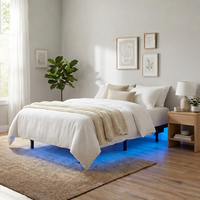Lit en fer forgé de haute qualité, design simple, avec éclairage et télécommande, 2 mètres, pour chambre à coucher