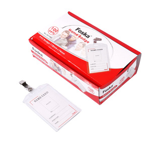 Porte-badge Foska hautement transparent 4,65 x 2,9 pouces, vertical, en plastique résistant à l'usure, pour salons professionnels et visiteurs de bureau - Product Image 1