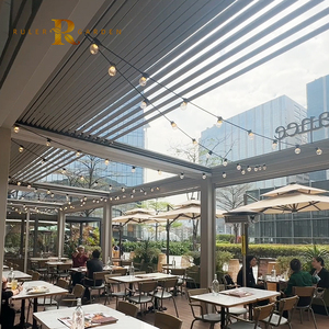 Pergola atap lipat semua musim, dapat disesuaikan ukuran mewah aluminium elektrik dapat ditarik tahan air luar ruangan - Product Image 1