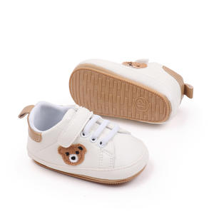 Chaussures Blanches pour Bébé 0-6-12 <span class=keywords><strong>Mois</strong></span> avec Fermeture à Glissière Design Ours Printemps Automne Loisirs Semelle en Caoutchouc Nouveau Style Loisirs - Product Image 4