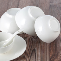 Bol en porcelaine blanche classique européenne, écologique, vaisselle moderne minimaliste pour restaurant et usage domestique, vente en gros