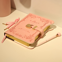 Carnet de notes élégant en similicuir floral avec reliure cousue, couverture rigide 15x20cm, avec serrure et clé NAB20, sans stylo ni marque-page, idéal pour cadeau, vente en gros