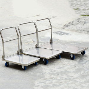 Stainless Steel Cart Warehouse Low Noise Wheel Flat <b>Trolley</b> Handling <b>Trolley</b> Luggage Folding Handling <b>Tool</b> Car - Product Image 4