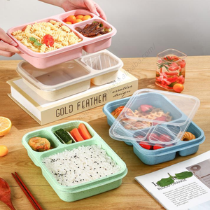 ชุดกล่องเก็บความร้อนแบบพกพาสำหรับผู้ใหญ่และเด็ก รุ่น Syh678 สำหรับขายส่ง ใช้กับไมโครเวฟได้ พร้อมหลอดดูดทำจากฟางข้าวสาลี เหมาะสำหรับไปโรงเรียน - Product Image 3