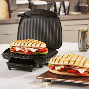 Parrilla de prensa eléctrica Panini de 4 servicios con placa antiadherente <span class=keywords><strong>para</strong></span> hornear de doble cara, bandeja de goteo atrapa la grasa, <span class=keywords><strong>para</strong></span> desayuno rápido - Product Image 3