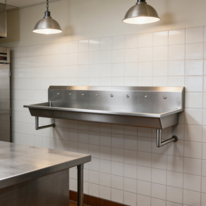 Fregadero Comercial de Acero Inoxidable 304/430 de 2 Estaciones y 60 Pulgadas, Montado en Pared, con Drenaje, Acabado Pulido, Resistente a la Corrosión, Moderno 5 - Product Image 6