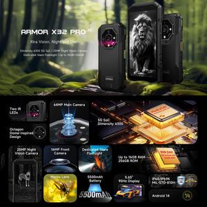 โทรศัพท์มือถือ Ulefone <span class=keywords><strong>Armor</strong></span> X32 <span class=keywords><strong>Pro</strong></span> 5G มาตรฐาน IP68/IP69K หน่วยความจำ 8GB+256GB หน้าจอ 5.65 นิ้ว ระบบปฏิบัติการ Android 14 โทรศัพท์ที่ทนทานพร้อมระบบมองเห็นในเวลากลางคืน - Product Image 6